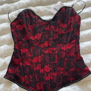Windsor Red and Black Lace Crop Top